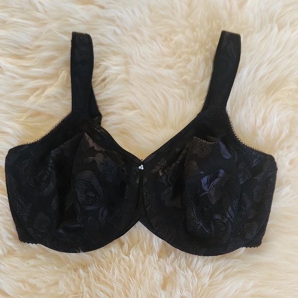 Wacoal Black Floral Lace Bra 38DD - Picture 1 of 9